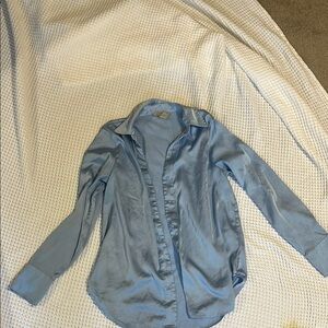 H&M Blue-Gray Blouse with Classic Collar